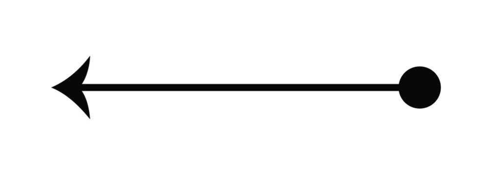 Black arrow pointing left with a circle at the end