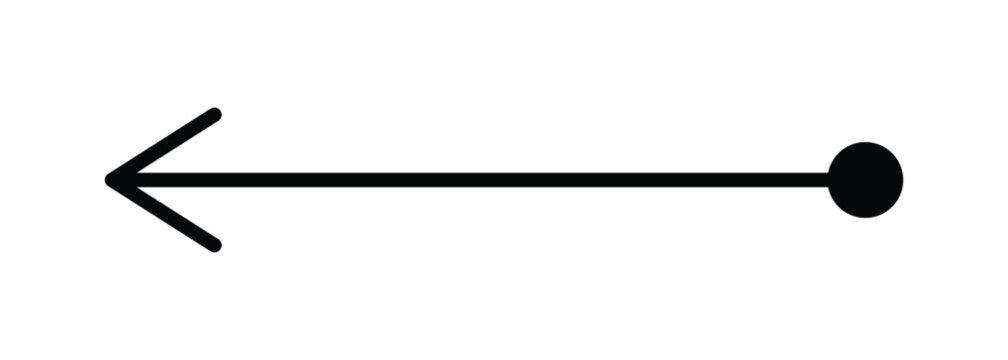 Black arrow pointing left with solid circle direction