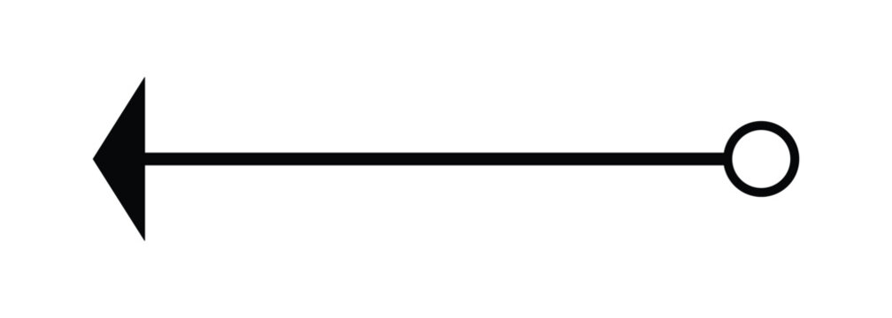 Black arrow pointing left, with circle endpoint