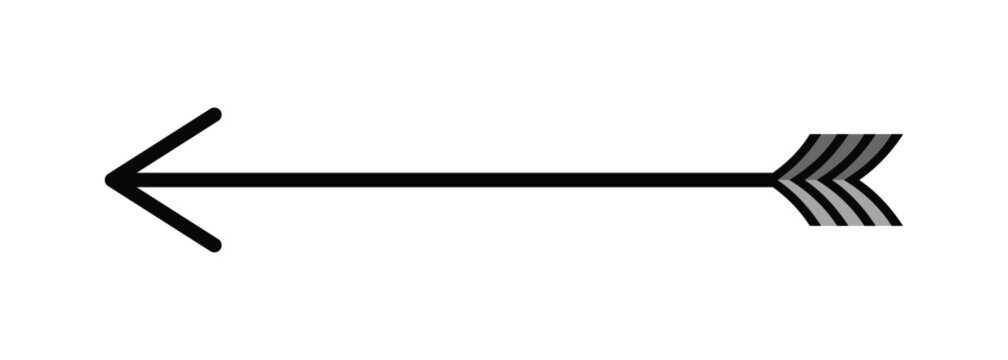 Black arrow pointing left, with fletching left-pointing
