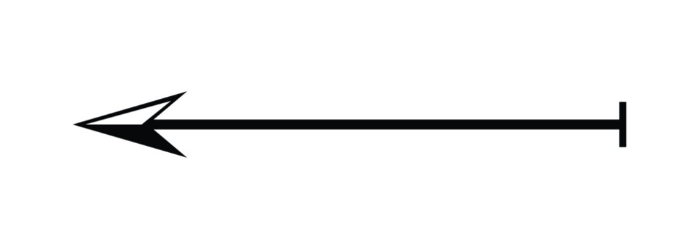 Black arrow pointing left, with line and barbed head