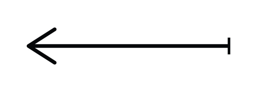 Black arrow pointing left, with line and perpendicular end marker