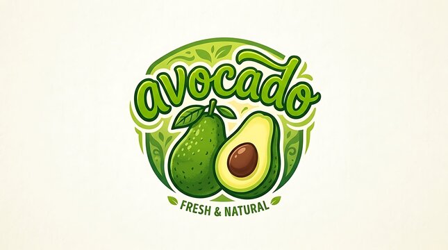 Fresh and natural avocado fruit logo emblem design illustration