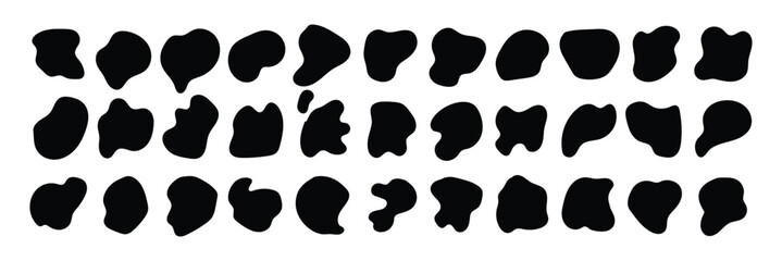 Fototapeta premium Abstract organic blob shapes hand drawn irregular vector design element isolated on transparent background