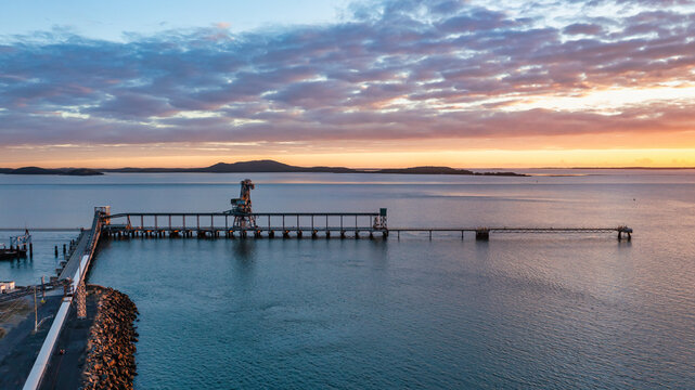Wharf in Barney Point at sunset
