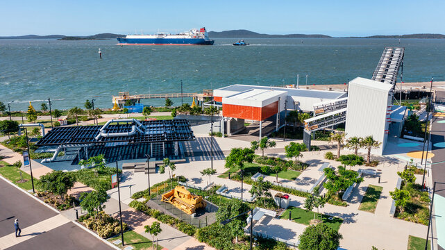 Liquified natural gas ship passing Eastshores precinct