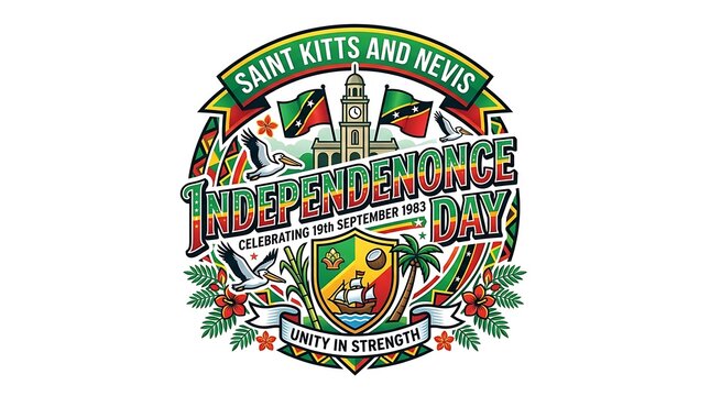 Saint kitts and nevis independence day commemorative emblem