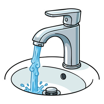 Running Water from a Chrome Faucet into a White Sink