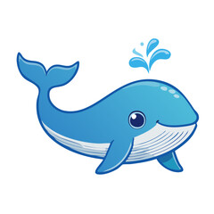 Fototapeta premium Cartoon Blue Whale with Water Splash