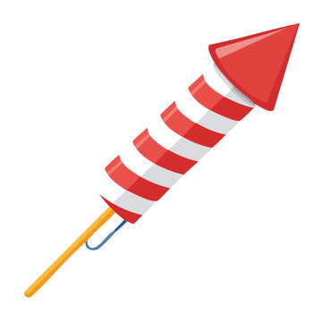 Red and white striped rocket firework illustration
