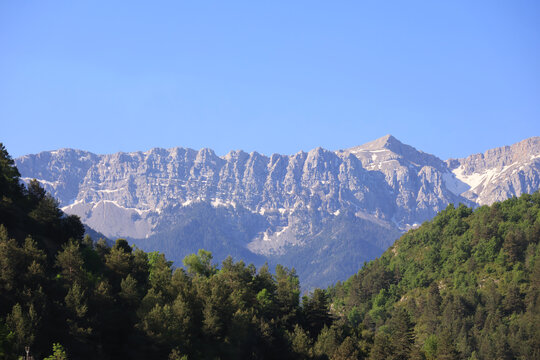 The Serra del Cadi mountain range is part of the Pre-Pyrenees and is located in northern Catalonia, Spain 