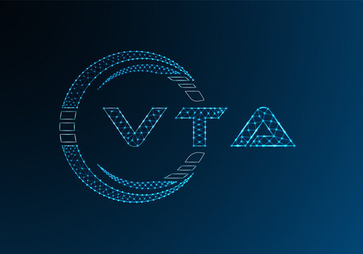 VTA low poly letter logo vector design. VTA lower poly logo design. Low poly logo.