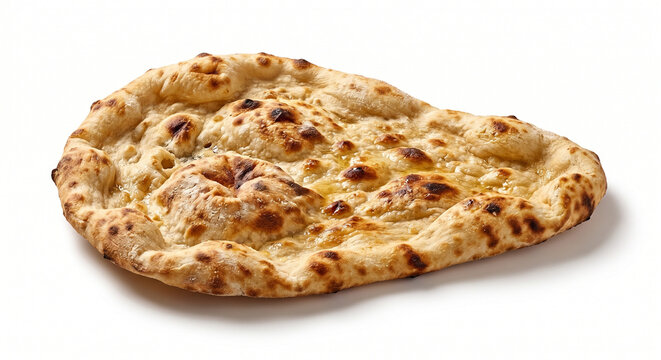 Traditional Indian Naan Bread Isolated on White Background