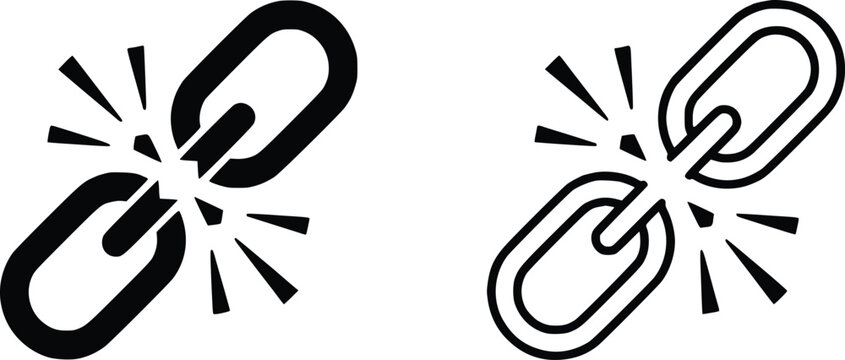 Broken chain link icon set disconnected link symbol vector illustration