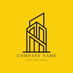 Obraz premium Minimalist real estate logo design with building icon