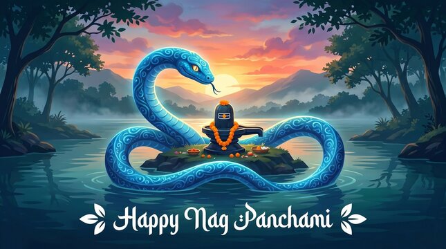 Serpentine water sculpture honors nag panchami festival