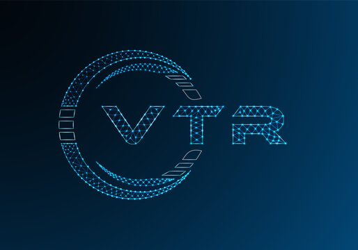 VTR low poly letter logo vector design. VTR lower poly logo design. Low poly logo.