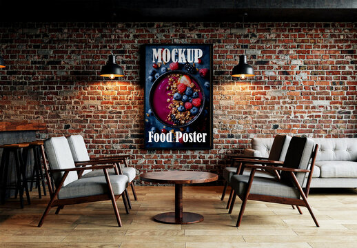 Restaurant Interior Food Poster Mockup