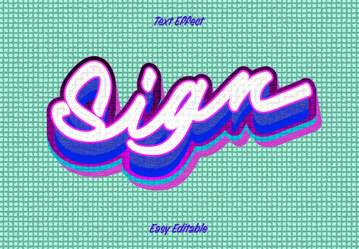 Retro 3D Sign Text Effect Editable Typography Style