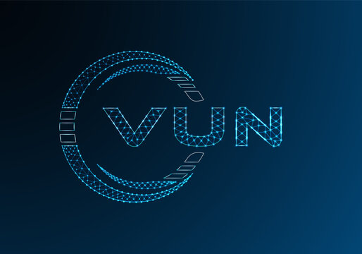 VUN low poly letter logo vector design. VUN lower poly logo design. Low poly logo.