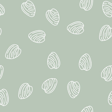 ocean quahog clam vector line seamless pattern ocean quahog clam sign illustration
