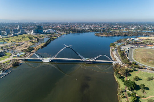 Aerial Over The Matagarup Bridge, Swan River