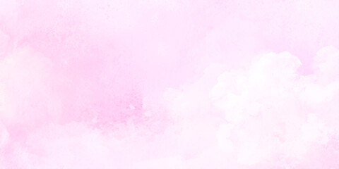 Fototapeta premium Soft pink watercolor background with white clouds and abstract design for decor