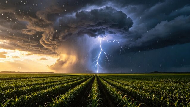 Barrage of lightning in approaching supercell