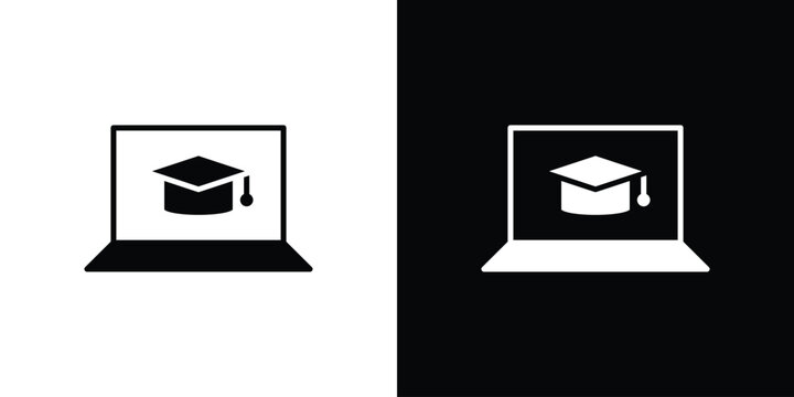 Online course icon elements in flat style for projects