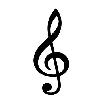 White Treble Clef Isolated Transparent Background