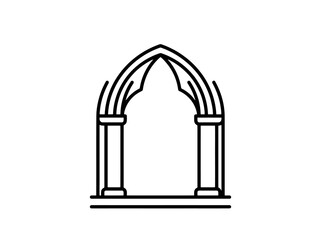 Fototapeta premium Minimalist architectural arch line art illustration on white background
