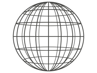 Obraz premium Minimalist globe wireframe graphic illustration on white background