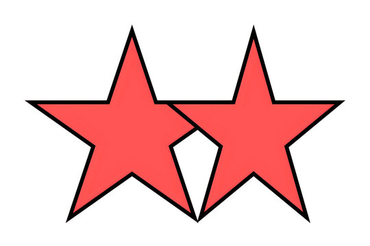 Pair of Overlapping Red Star Shapes Symbolizing Quality or Success