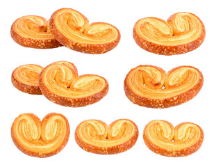 Fototapeta premium Golden Baked Heart Shaped Pastries Isolated on Transparent Background