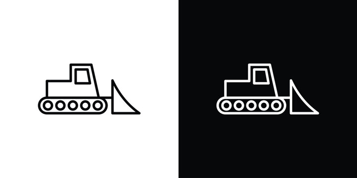Bulldozer icon elements for projects and designs