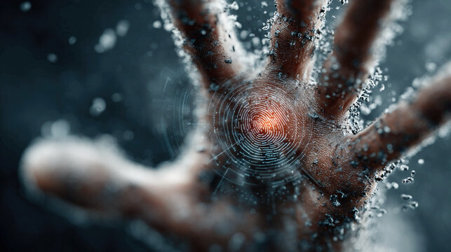 Biometric verification digital visualization of AI-driven authentication interactive dashboards futuristic overlays immersive security graphics fingerprint face and retina recognition simulations