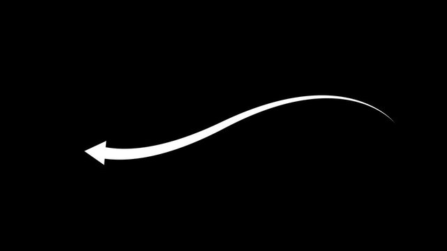Wavy Curved Arrow Line Drawing Downward Animation on Black and White Backgrounds 4k animation .....