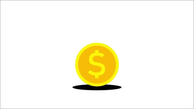 Animated circle white dollar mark symbol on white background