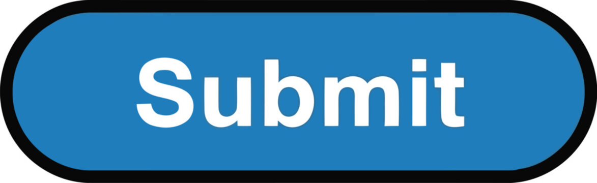 Blue Submit Button Icon with White Text, Rounded Web UI Button Isolated on White Background
