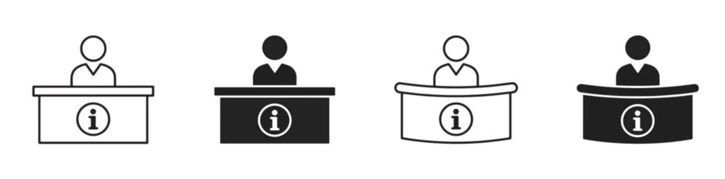 Information Desk Receptionist Icon Set Vector