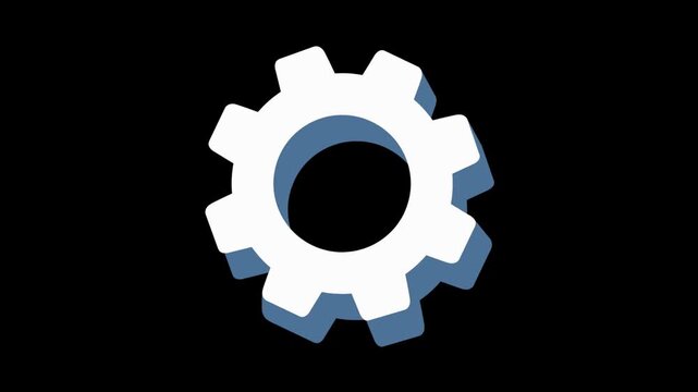 Minimalist 3D White Gear Cogwheel Symbol Representing Settings, Configuration, and Industrial Engineering