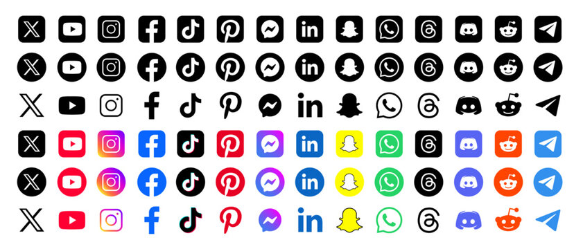 Complete 2026 social media icon collection featuring the latest social network logos.