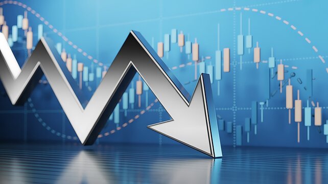 Downward trend, declining graph, falling chart, business finance concept
