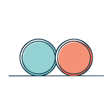 Two overlapping circles in flat design style