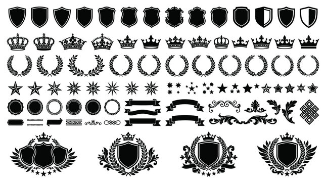 Collection of royal crests and emblems.