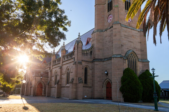 Old brick church building All Saints' Anglican church in Singleton