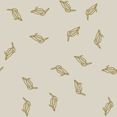 Obraz premium kingfisher bird exotic vector line seamless pattern kingfisher bird exotic sign illustration
