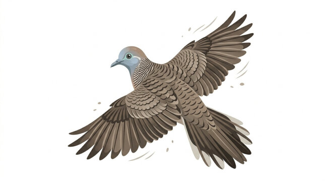 Flying zebra dove vector illustration isolated on white background