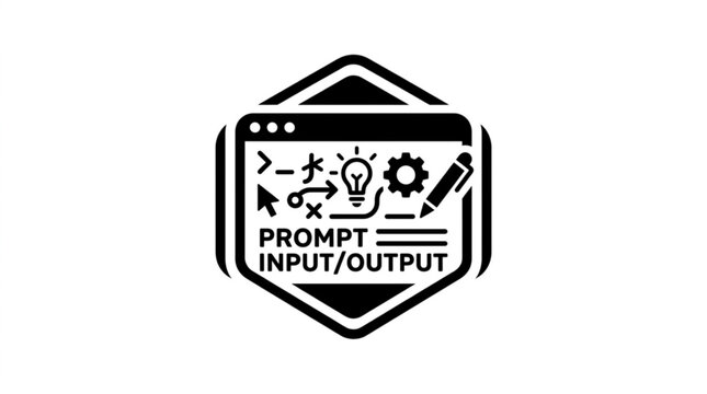 Prompt input output icon for technology