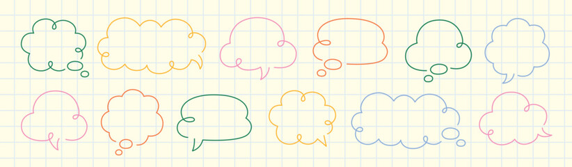 Fototapeta premium Colorful hand-drawn speech bubbles vector